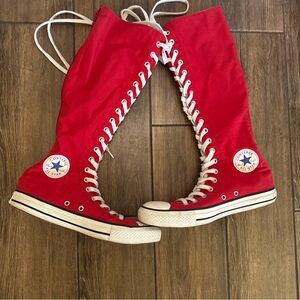 VTG Knee High Converse Red Mens 7 Women’s 9 Y2K 1990s Chuck Taylor Zip